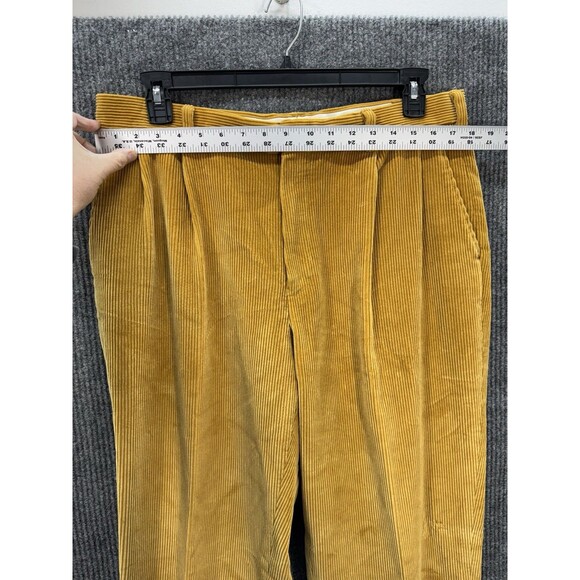 Lands' End Traditional Fit Corduroy Pants Mens 35x36 Gold Pleated Trousers Jeans - Picture 5 of 9